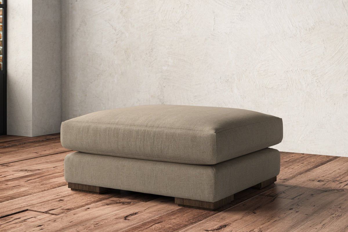 Nkuku MAKE TO ORDER Guddu Large Footstool - Brera Linen Pebble