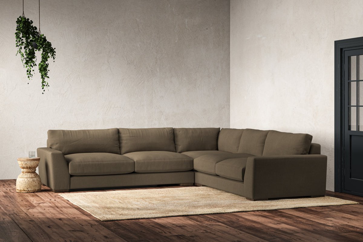 Nkuku MAKE TO ORDER Guddu Large Right Hand Corner Sofa - Brera Linen Chesnut