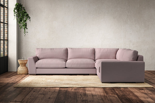 Nkuku MAKE TO ORDER Guddu Large Right Hand Corner Sofa - Recycled Cotton Lavender