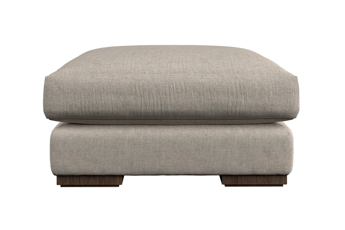 Nkuku MAKE TO ORDER Guddu Medium Footstool - Brera Linen Charcoal