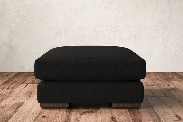 Nkuku MAKE TO ORDER Guddu Medium Footstool - Brera Linen Charcoal