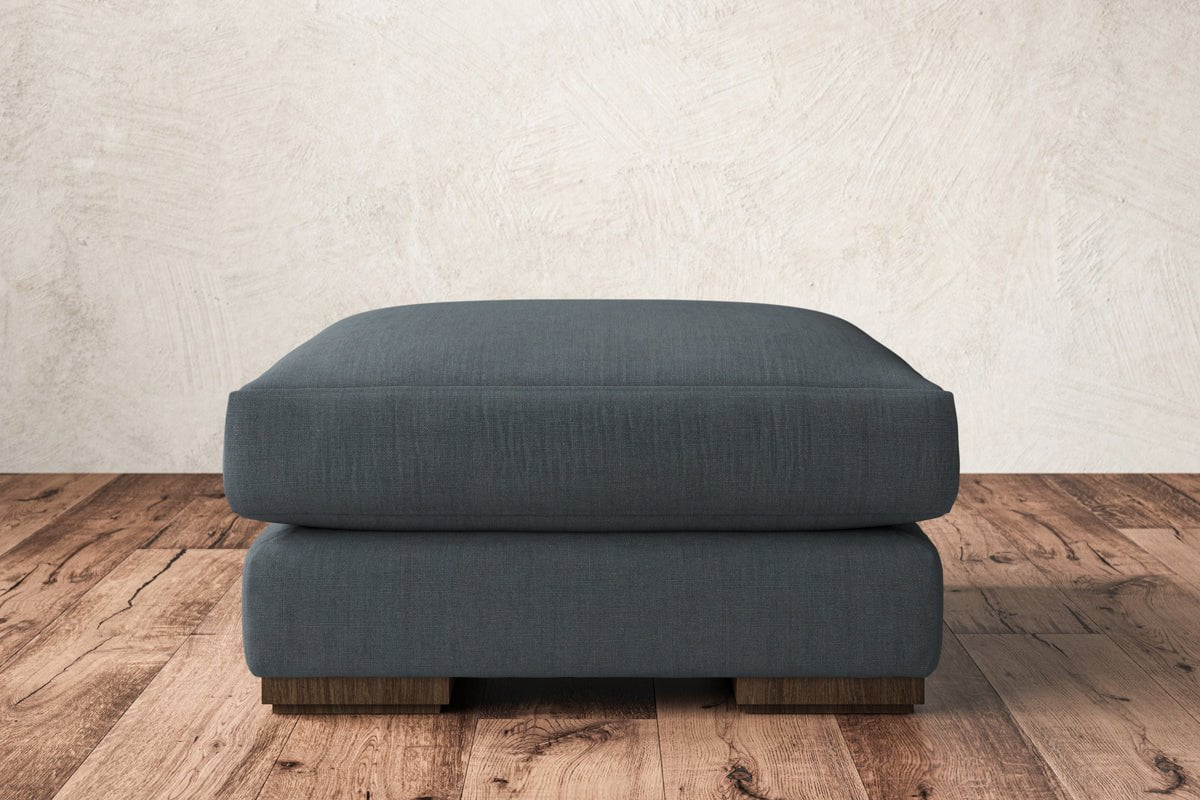 Nkuku MAKE TO ORDER Guddu Medium Footstool - Brera Linen Dusk