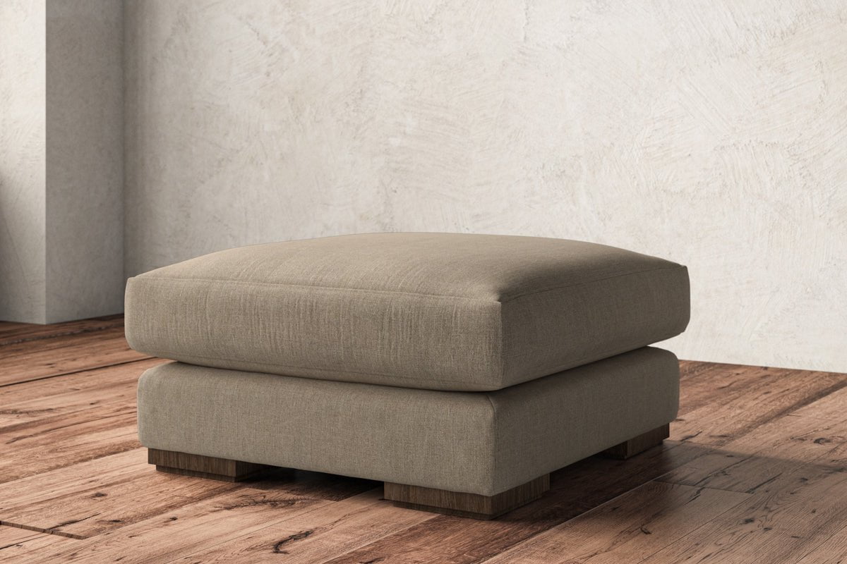 Guddu Medium Footstool - Brera Linen Pebble