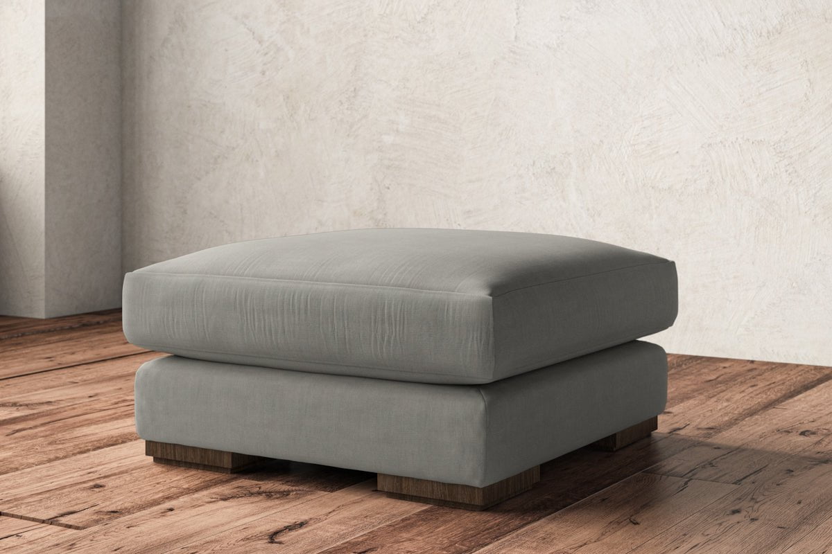 Nkuku MAKE TO ORDER Guddu Medium Footstool - Brera Linen Smoke