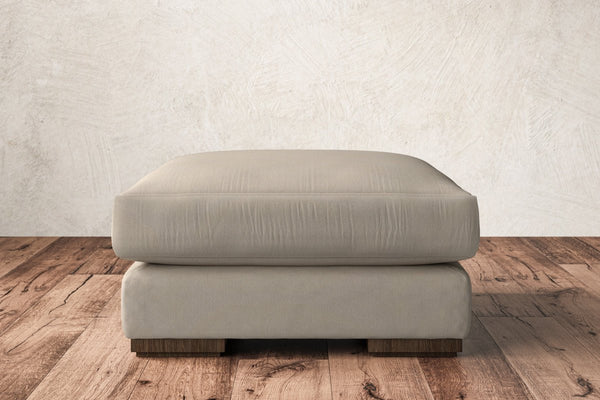 Nkuku MAKE TO ORDER Guddu Medium Footstool - Recycled Cotton Stone