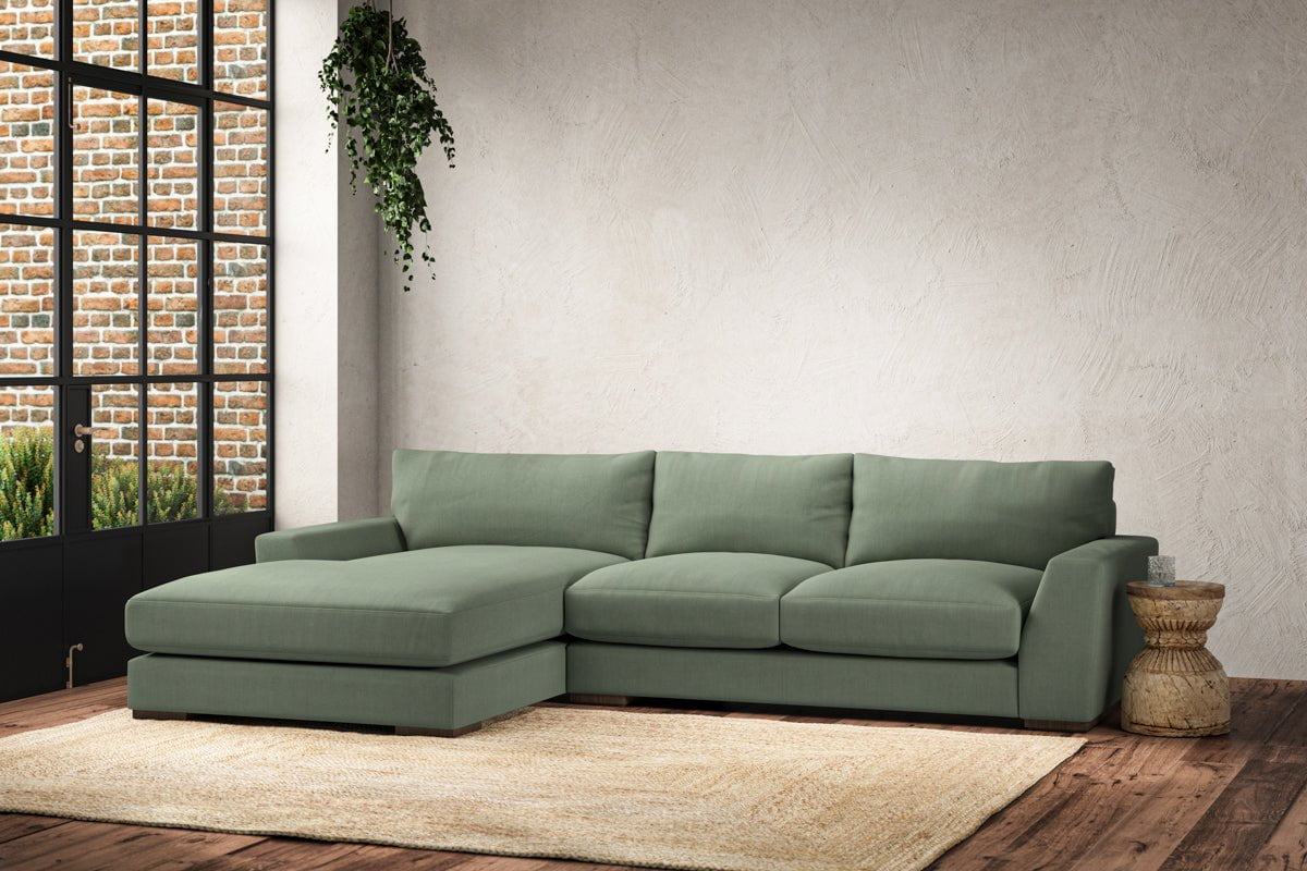 Guddu Medium Left Hand Chaise Sofa - Brera Linen Jade