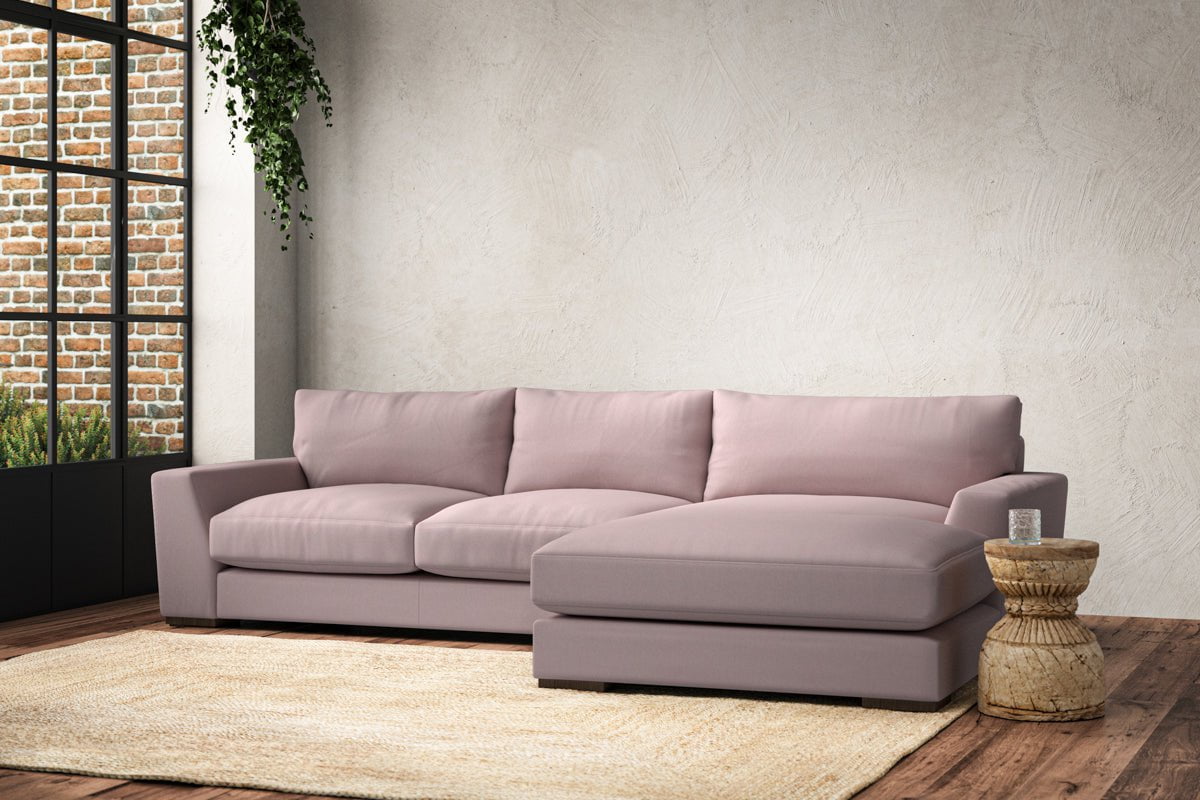 Nkuku MAKE TO ORDER Guddu Medium Right Hand Chaise Sofa - Recycled Cotton Lavender