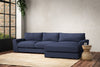 Nkuku MAKE TO ORDER Guddu Medium Right Hand Chaise Sofa - Recycled Cotton Navy