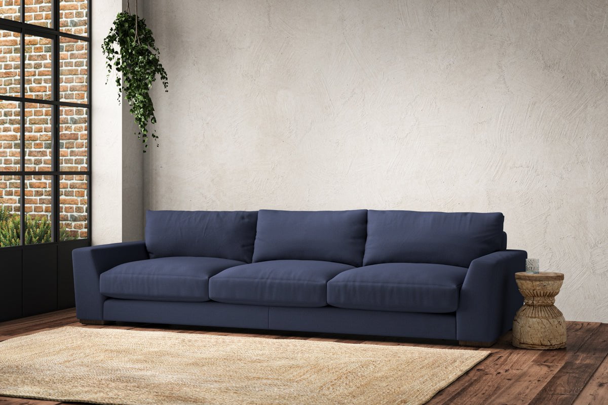 Nkuku MAKE TO ORDER Guddu Super Grand Sofa - Recycled Cotton Navy