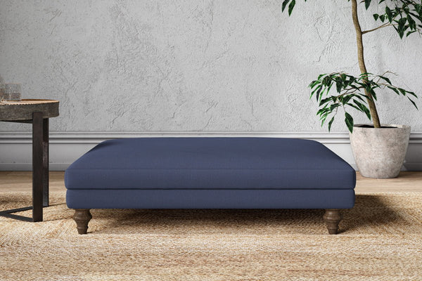 Nkuku MAKE TO ORDER Marri Grand Footstool - Recycled Cotton Navy