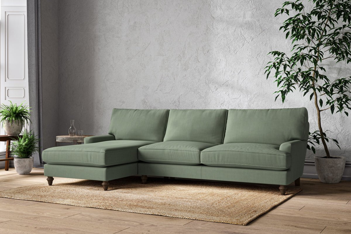 Nkuku MAKE TO ORDER Marri Grand Left Hand Chaise Sofa - Brera Linen Jade