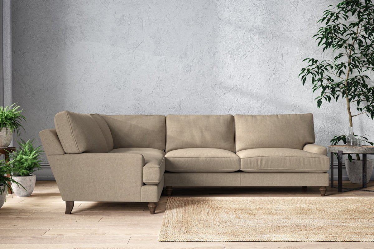 Nkuku MAKE TO ORDER Marri Grand Left Hand Corner Sofa - Brera Linen Pebble