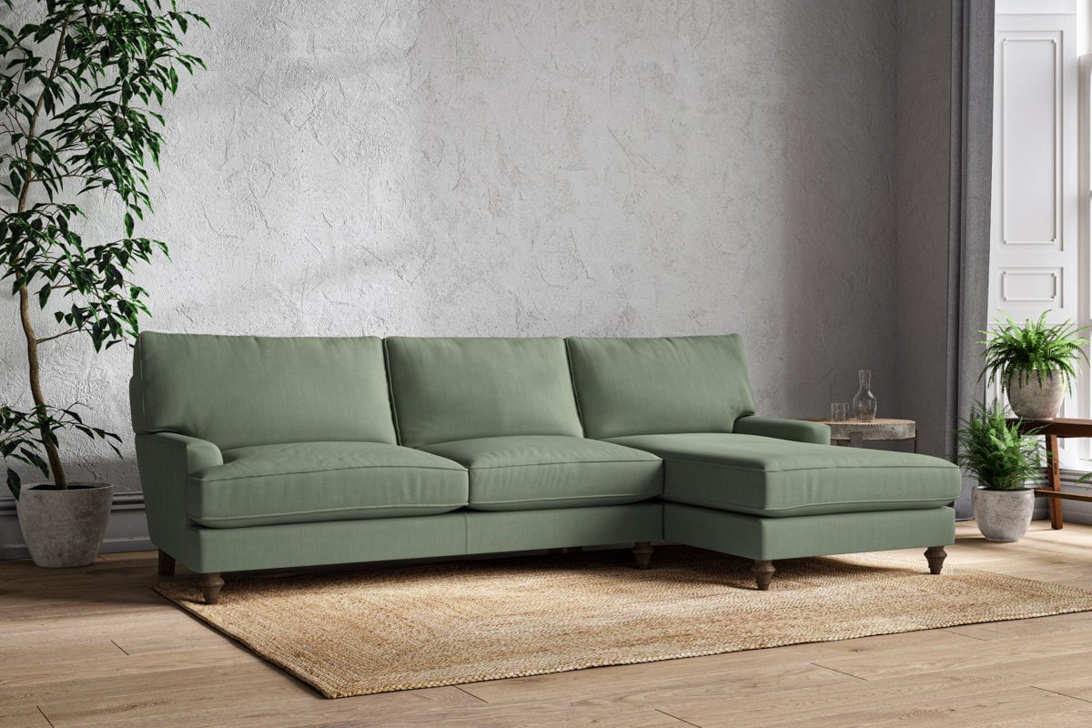 Nkuku MAKE TO ORDER Marri Grand Right Hand Chaise Sofa - Brera Linen Jade