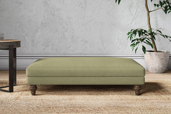 Nkuku MAKE TO ORDER Marri Large Footstool - Brera Linen Sage