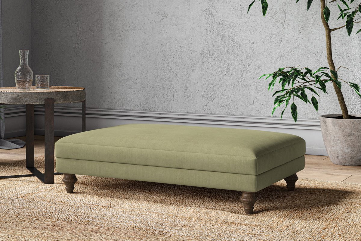 Nkuku MAKE TO ORDER Marri Large Footstool - Brera Linen Sage