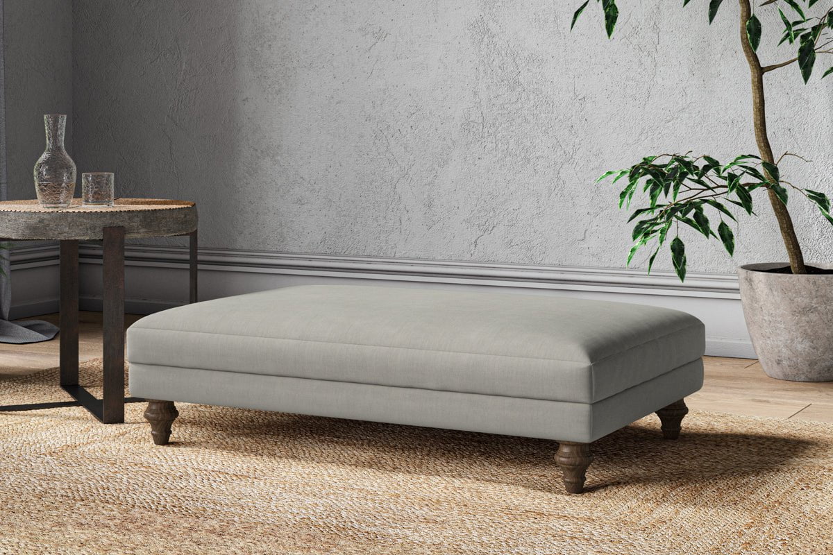 Nkuku MAKE TO ORDER Marri Large Footstool - Brera Linen Smoke