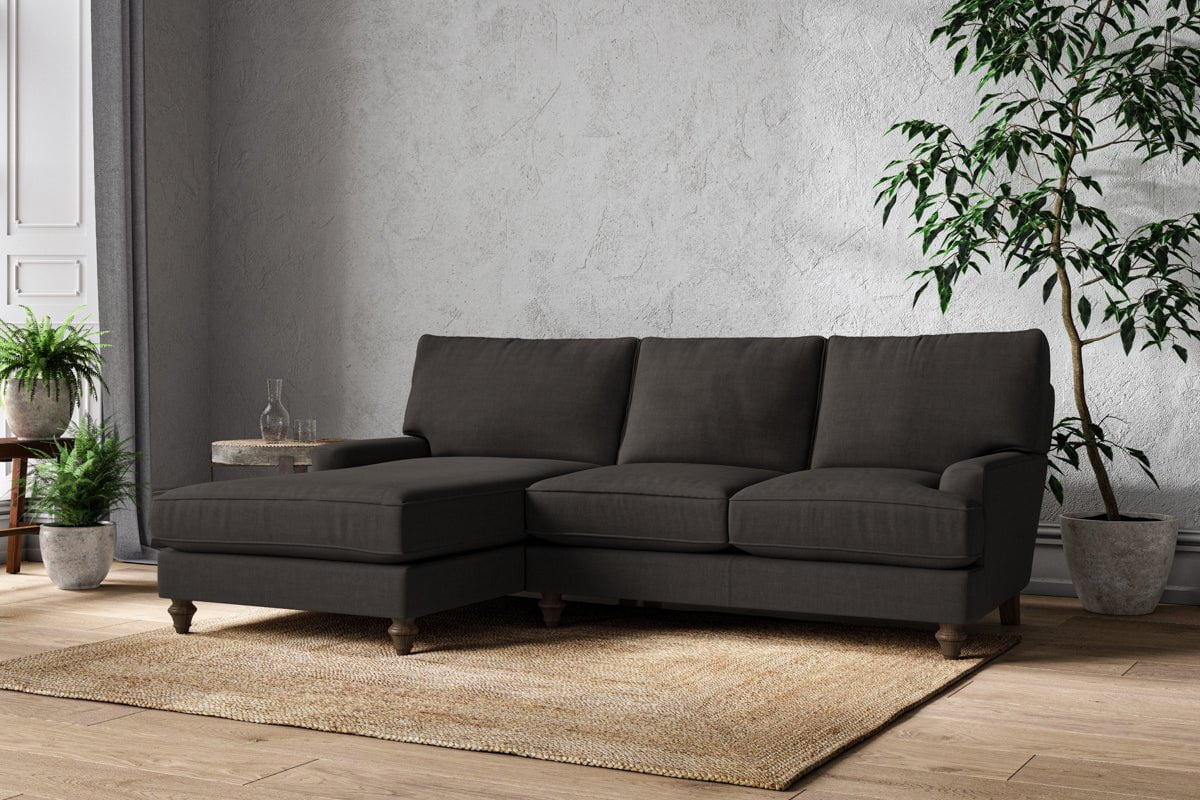 Nkuku MAKE TO ORDER Marri Large Left Hand Chaise Sofa - Brera Linen Espresso