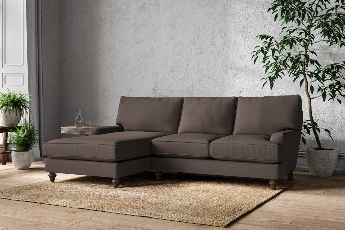 Nkuku MAKE TO ORDER Marri Large Left Hand Chaise Sofa - Recycled Cotton Mocha