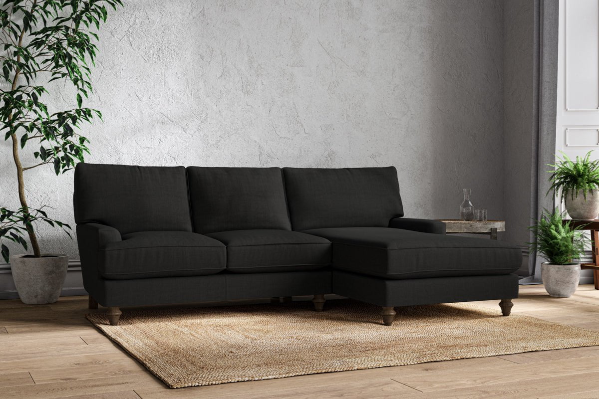 Nkuku MAKE TO ORDER Marri Large Right Hand Chaise Sofa - Brera Linen Charcoal