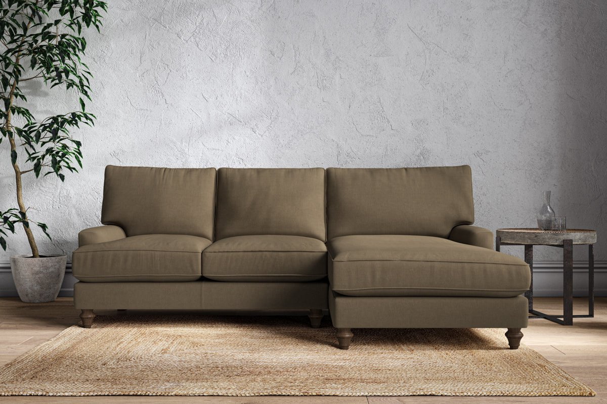 Nkuku MAKE TO ORDER Marri Large Right Hand Chaise Sofa - Brera Linen Chesnut