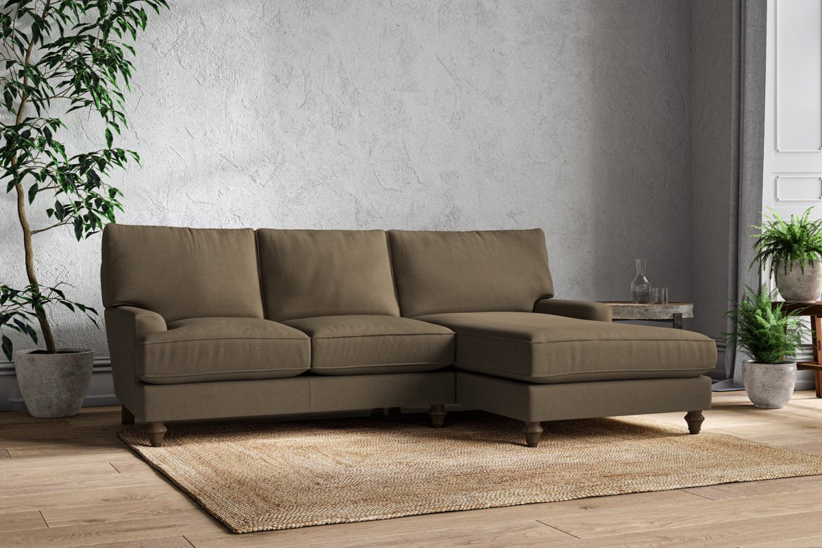 Nkuku MAKE TO ORDER Marri Large Right Hand Chaise Sofa - Brera Linen Chesnut