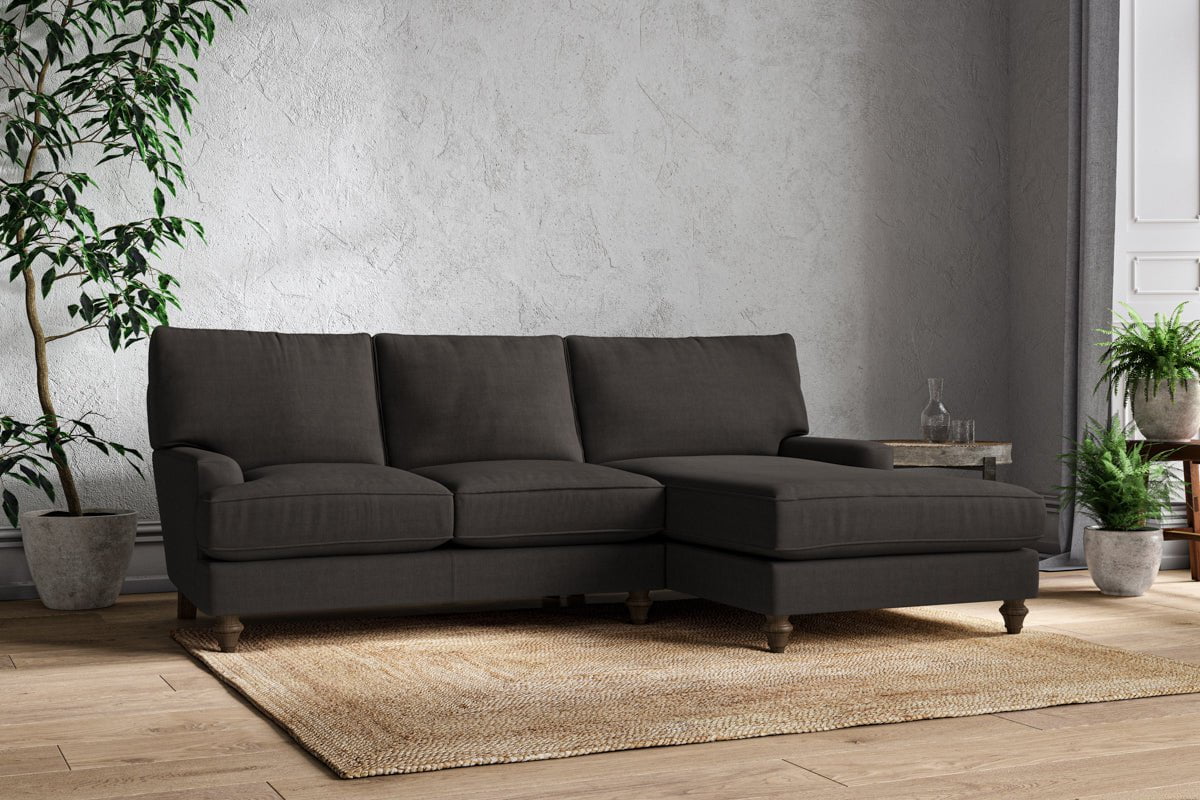 Nkuku MAKE TO ORDER Marri Large Right Hand Chaise Sofa - Brera Linen Espresso