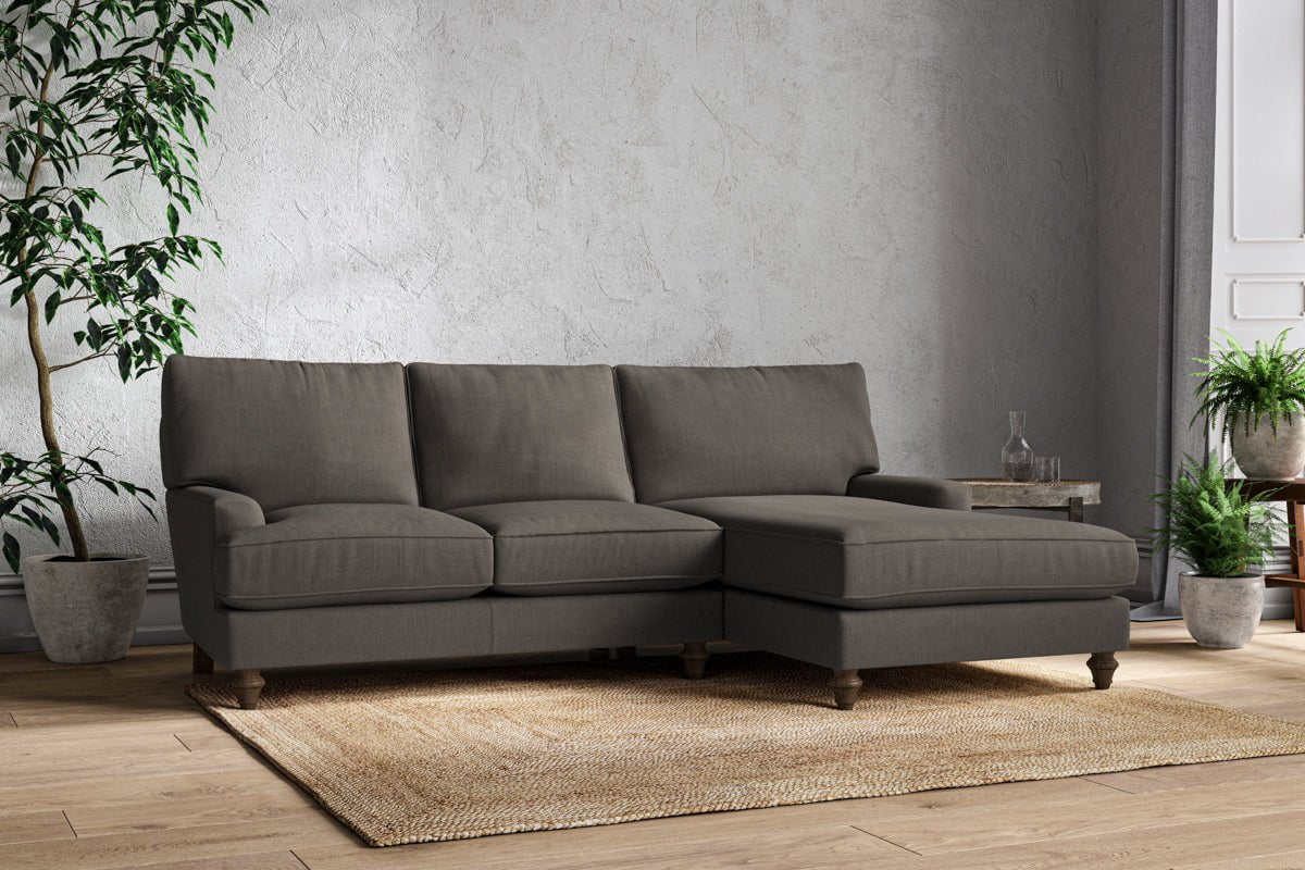 Nkuku MAKE TO ORDER Marri Large Right Hand Chaise Sofa - Brera Linen Granite