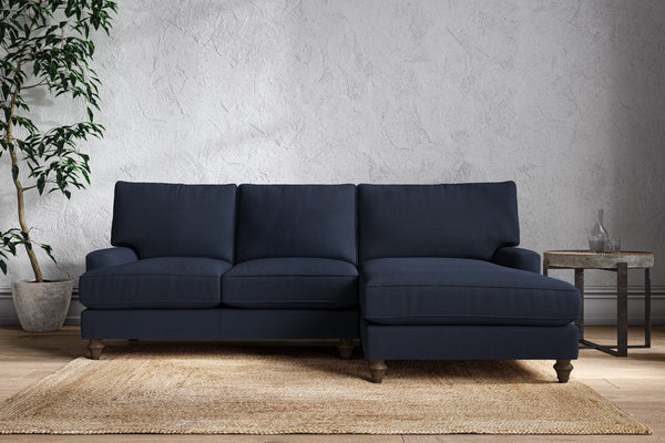 Nkuku MAKE TO ORDER Marri Large Right Hand Chaise Sofa - Brera Linen Indigo