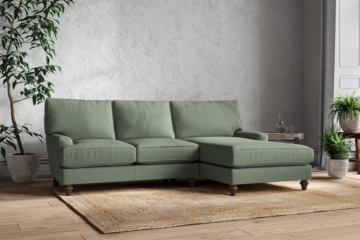 Nkuku MAKE TO ORDER Marri Large Right Hand Chaise Sofa - Brera Linen Jade