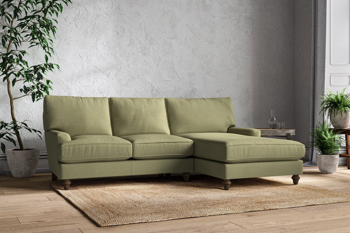 Nkuku MAKE TO ORDER Marri Large Right Hand Chaise Sofa - Brera Linen Sage