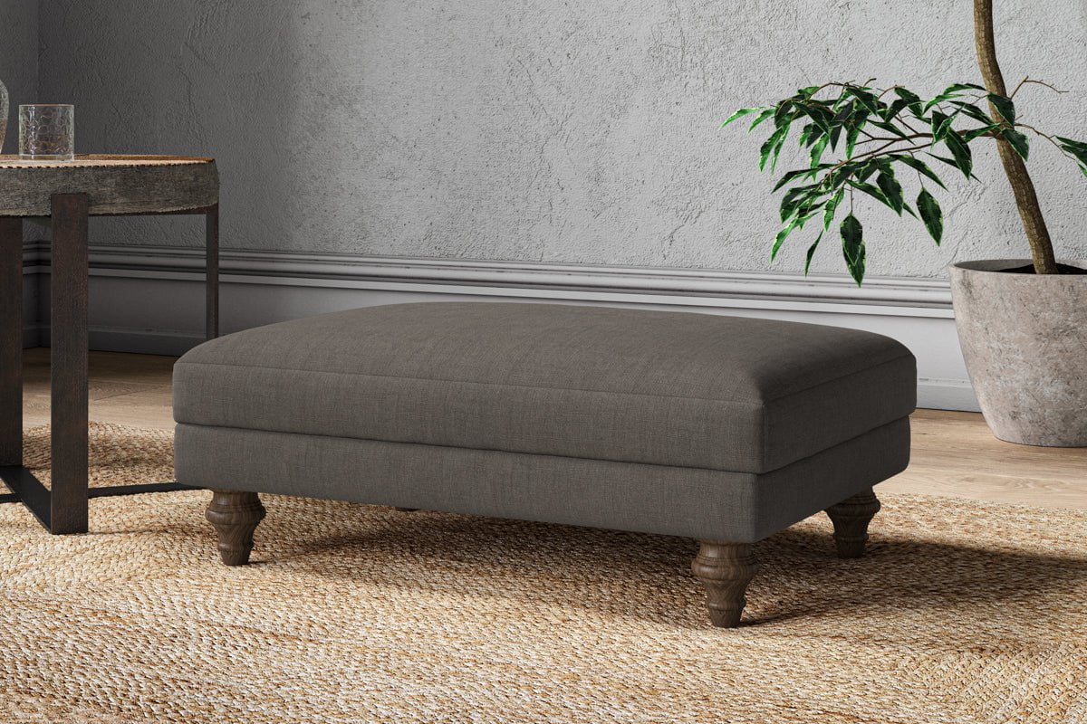 Nkuku MAKE TO ORDER Marri Medium Footstool - Brera Linen Granite