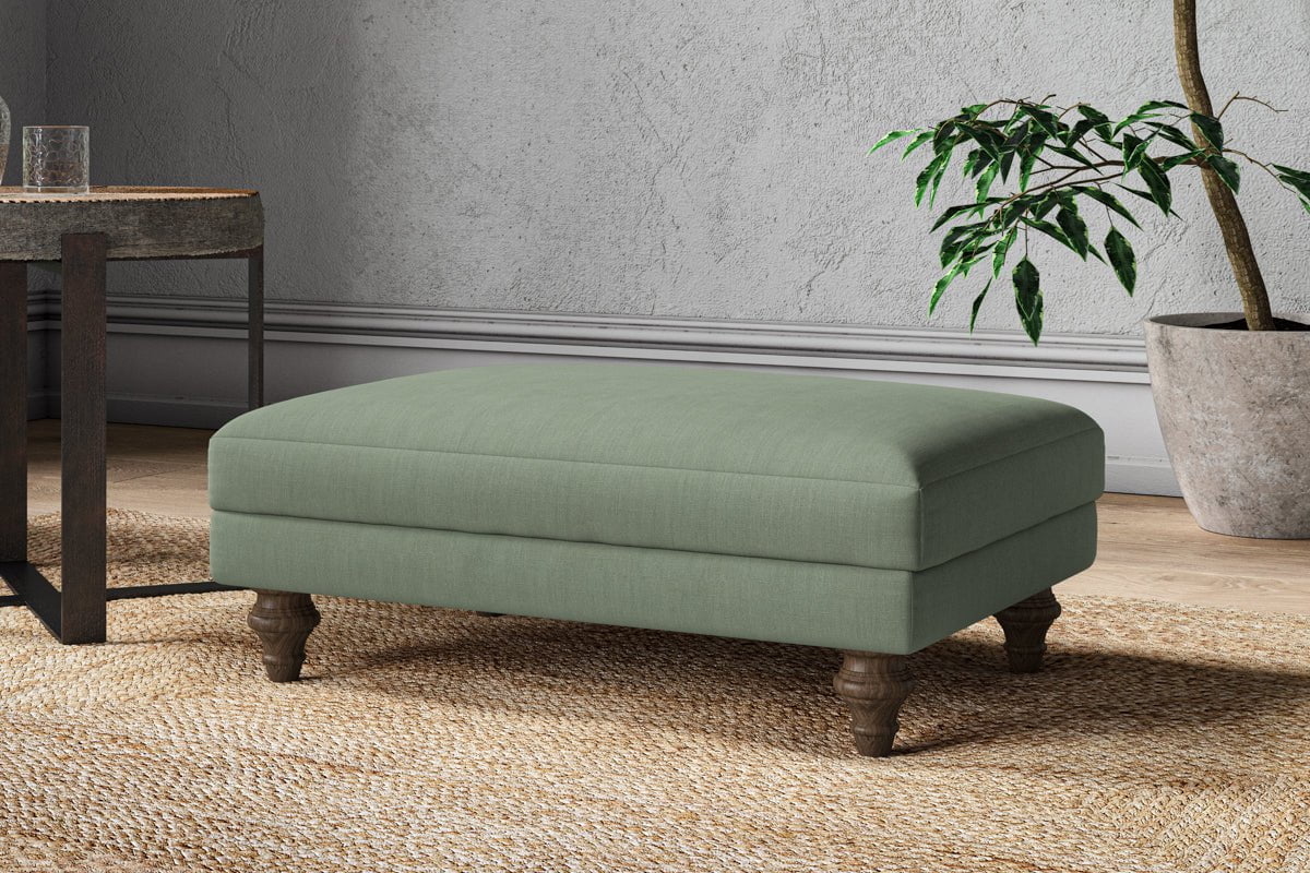 Nkuku MAKE TO ORDER Marri Medium Footstool - Brera Linen Jade