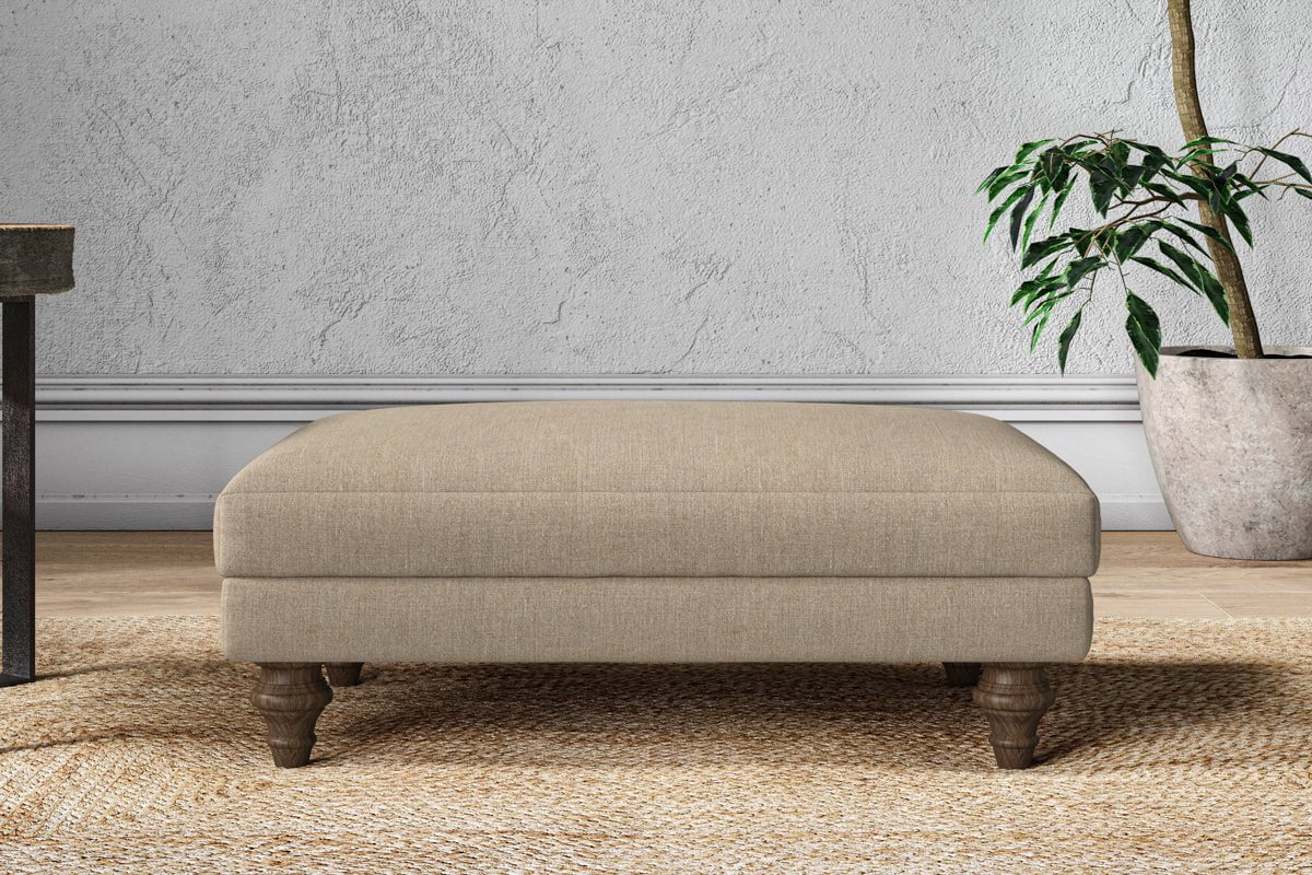 Nkuku MAKE TO ORDER Marri Medium Footstool - Brera Linen Pebble