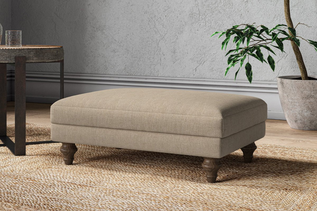 Nkuku MAKE TO ORDER Marri Medium Footstool - Brera Linen Pebble