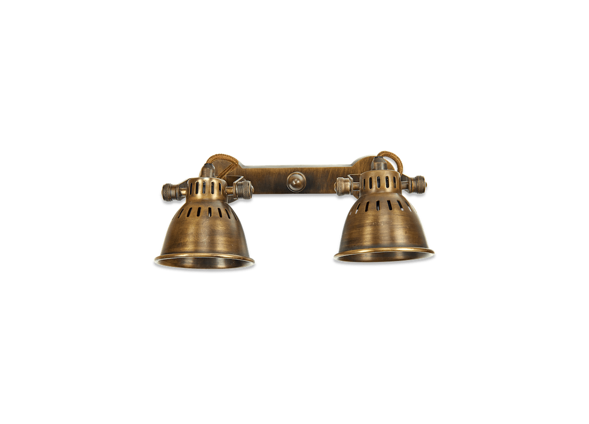 nkuku LIGHTS Tubu Brass Double Spot Light - Antique Brass