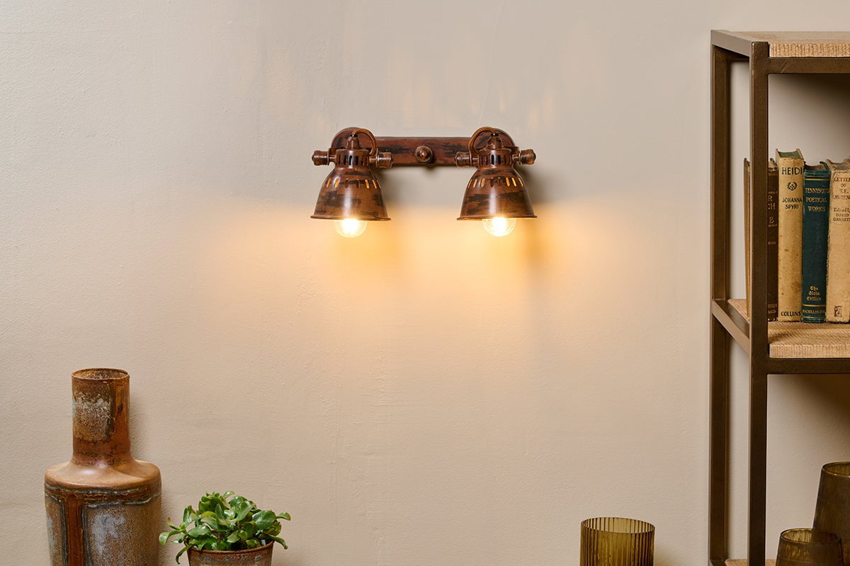 nkuku LIGHTS Tubu Brass Double Spot Light - Rust