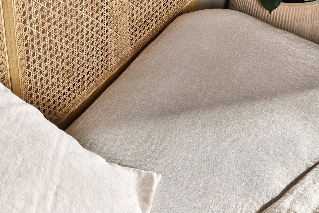 Adya Linen Fitted Sheet - Natural-nkuku