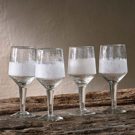 Anara Etched Wine Glass - Clear - (Set of 4) - Large-nkuku