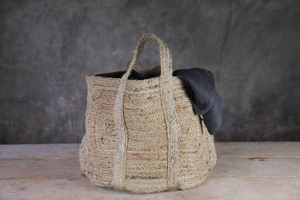 Braided Hemp Storage Basket - Natural-nkuku