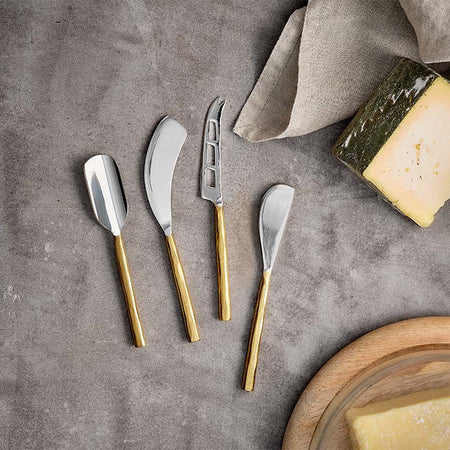 Darsa Cheese Knife Set - Brushed Gold (Set of 4)-nkuku