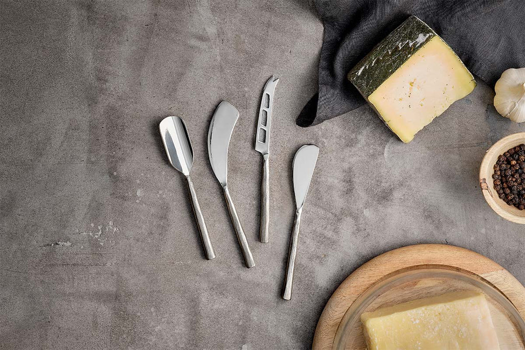 Darsa Cheese Knife Set - Brushed Silver (Set of 4)-nkuku