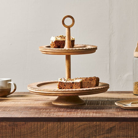 Gavivi Mango Wood Cake Stand-nkuku