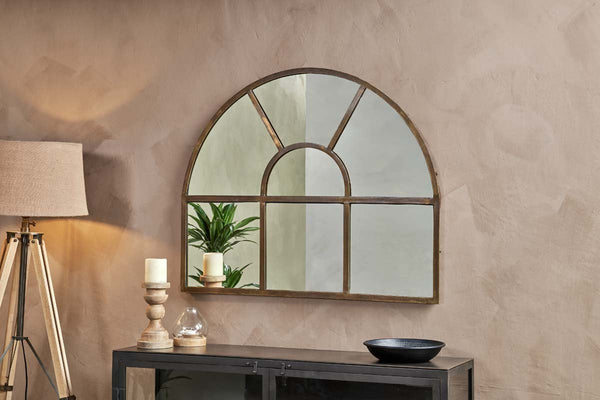 Imoma Iron Overmantel Arch Mirror - Brass-nkuku