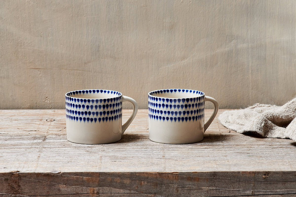 Indigo Drop Mug - Small (Set of 2)-nkuku