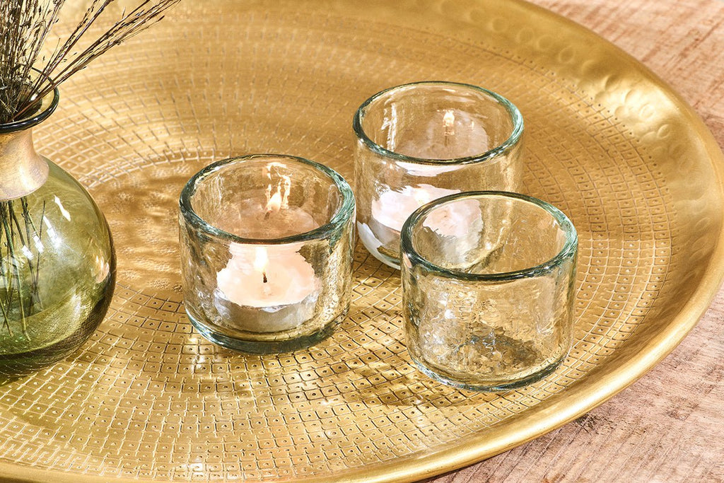 Irda Glass Small Tealight - Clear - Small (Set of 3)-nkuku