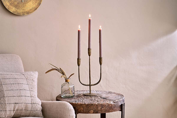 Mbata Brass Candelabra - Antique Brass-nkuku