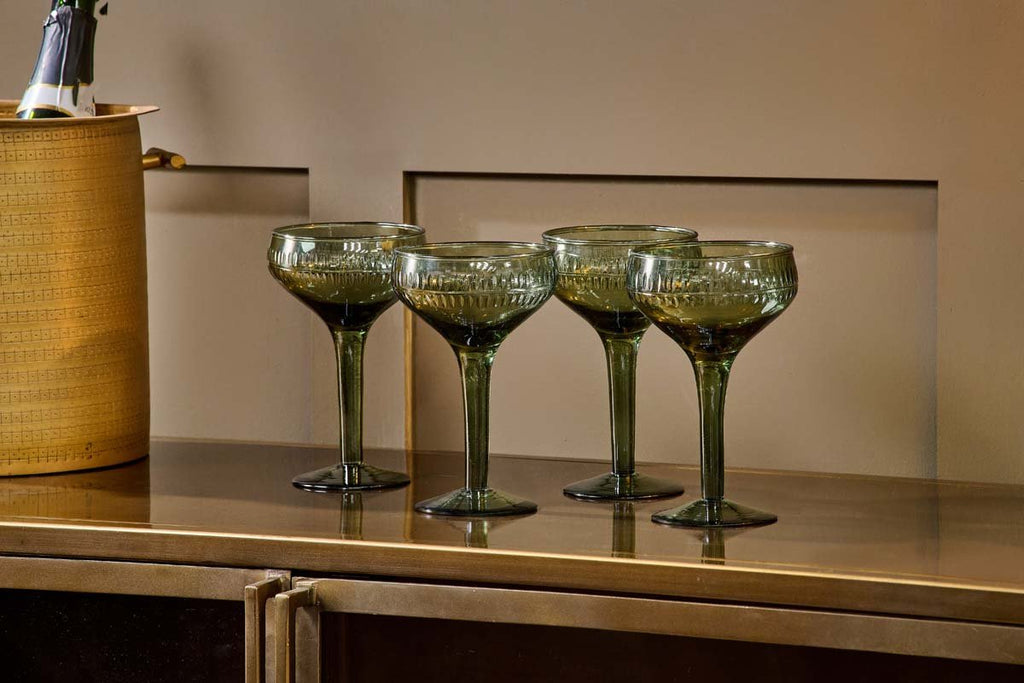 Mila Champagne Glass - Dark Emerald - (Set of 4)-nkuku