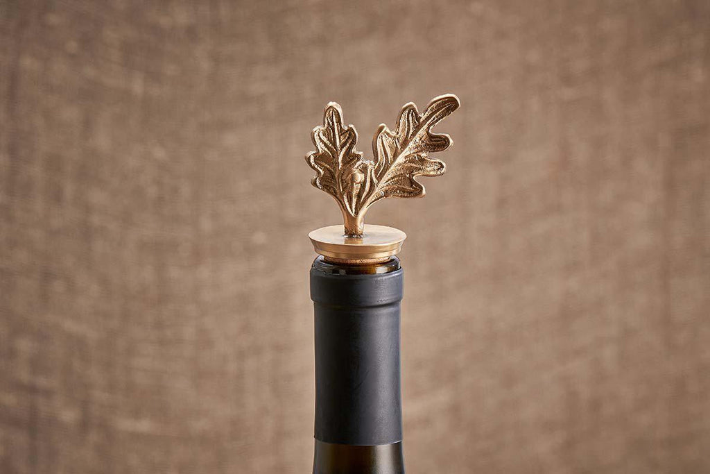 Oak Leaf Brass Bottle Stopper-nkuku