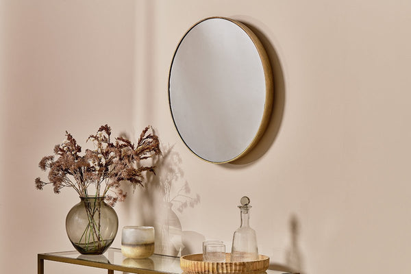 Olena Round Mirror - Antique Brass-nkuku