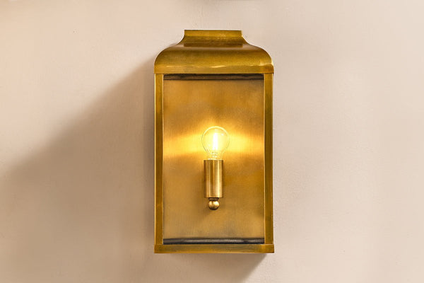 Riad Outdoor Lantern - Antique Brass And Clear-nkuku